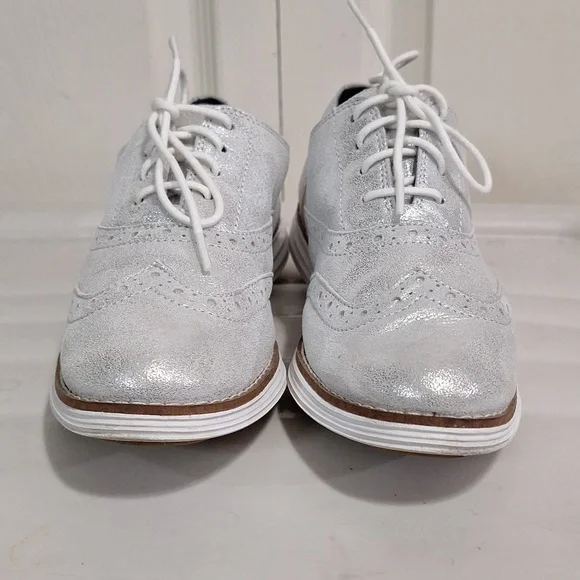 Cole Haan original zero grand lace-up sneakers soft wingtips- 5-metallic silver - Picture 2 of 10